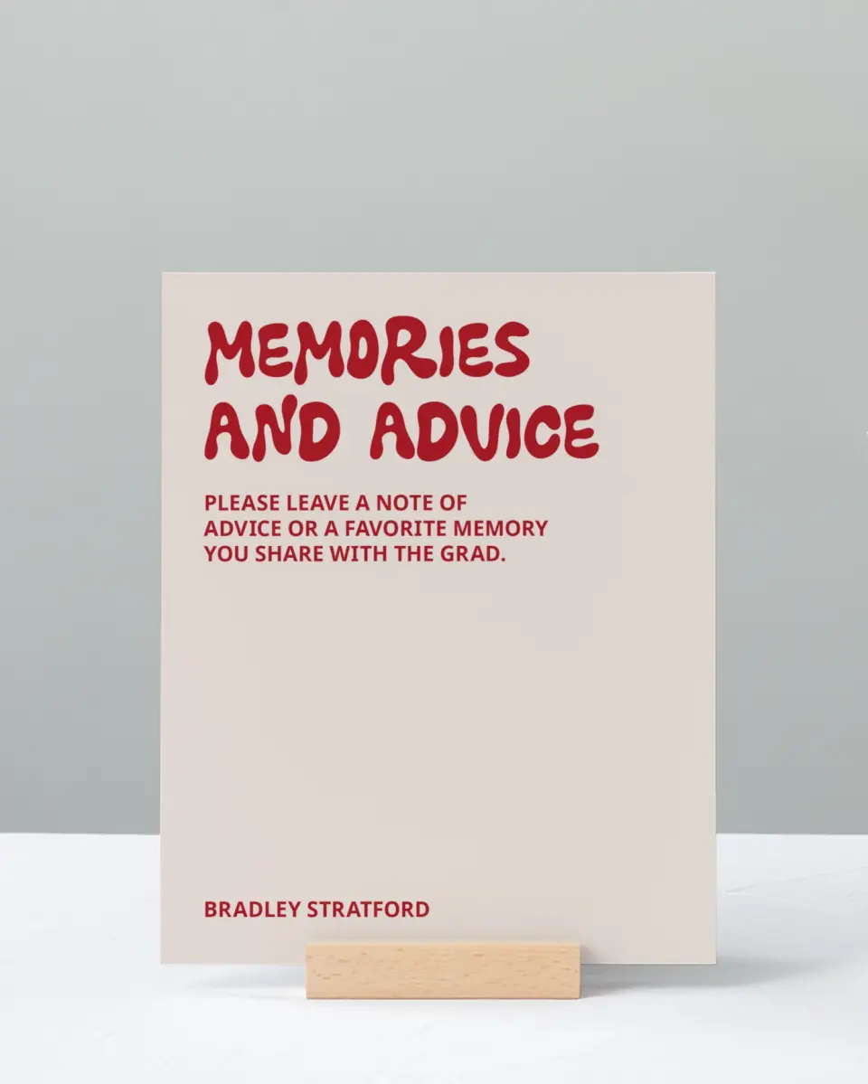 This is a 8" x 10" Memory & Advice Grad Sign called Final Countdown printed in full color