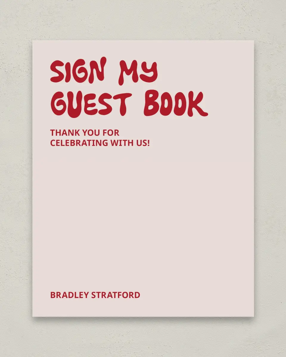 This is a 8" x 10" Guestbook Grad Sign called Final Countdown printed in full color