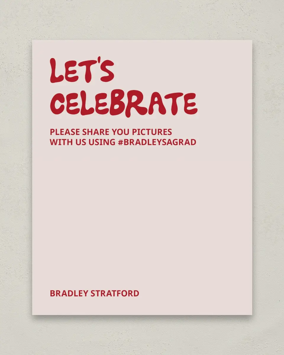 This is a 8" x 10" Let's Celebrate & Snap a Photo Grad Sign called Final Countdown printed in full color