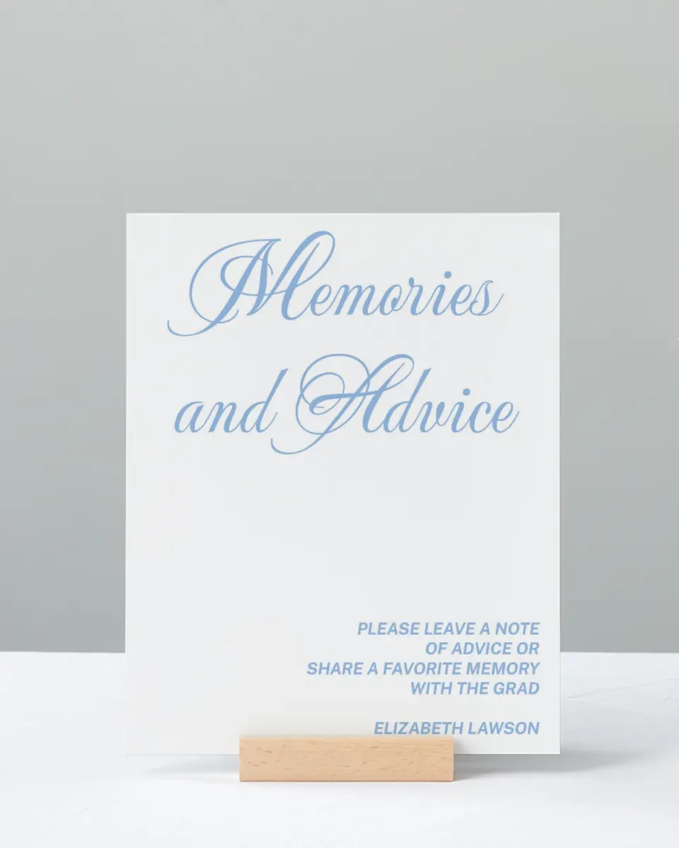 This is a 8" x 10" Memory & Advice Grad Sign called Celebration of Success printed in full color with Rose Gold foil