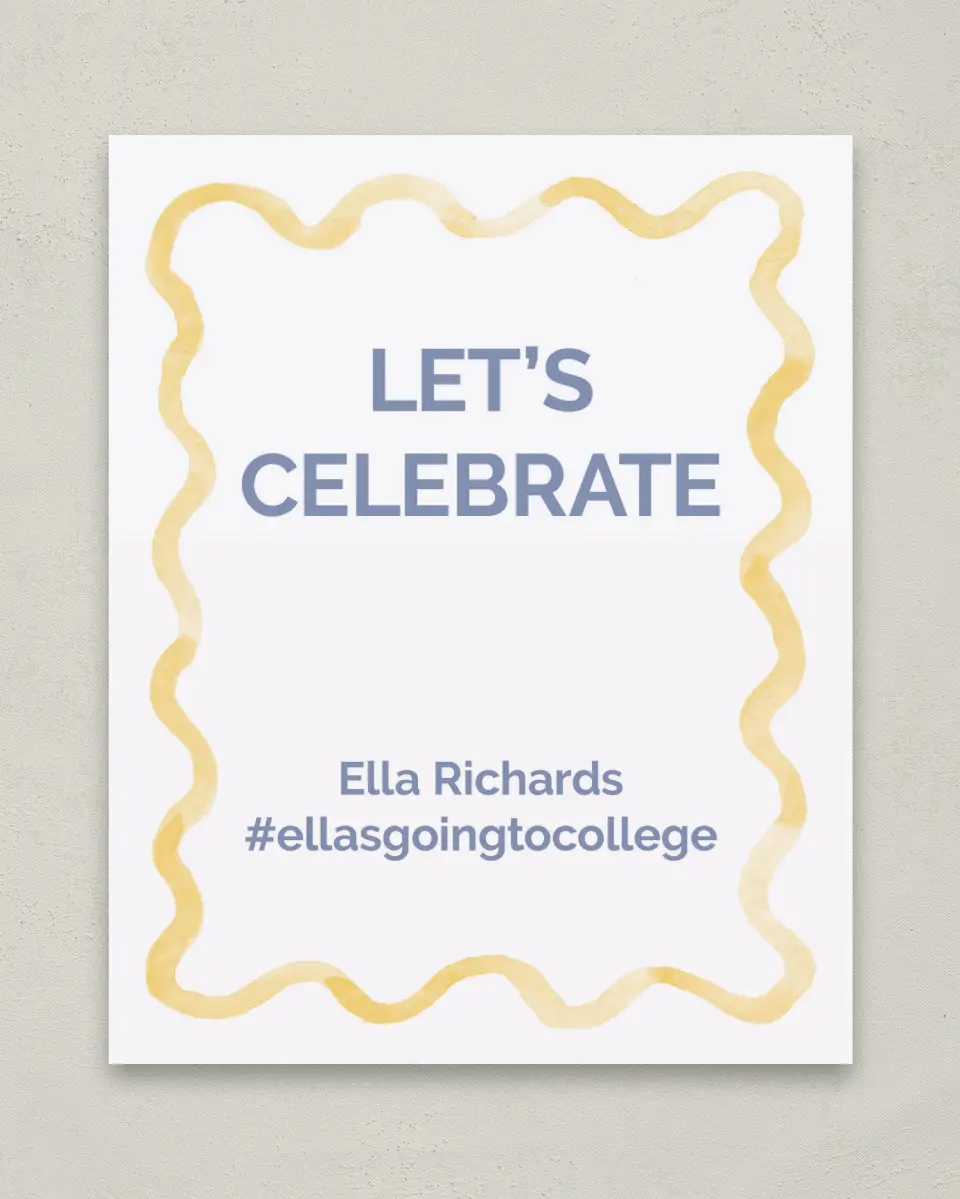 This is a 8" x 10" Let's Celebrate & Snap a Photo Grad Sign called Future is Bright printed in full color