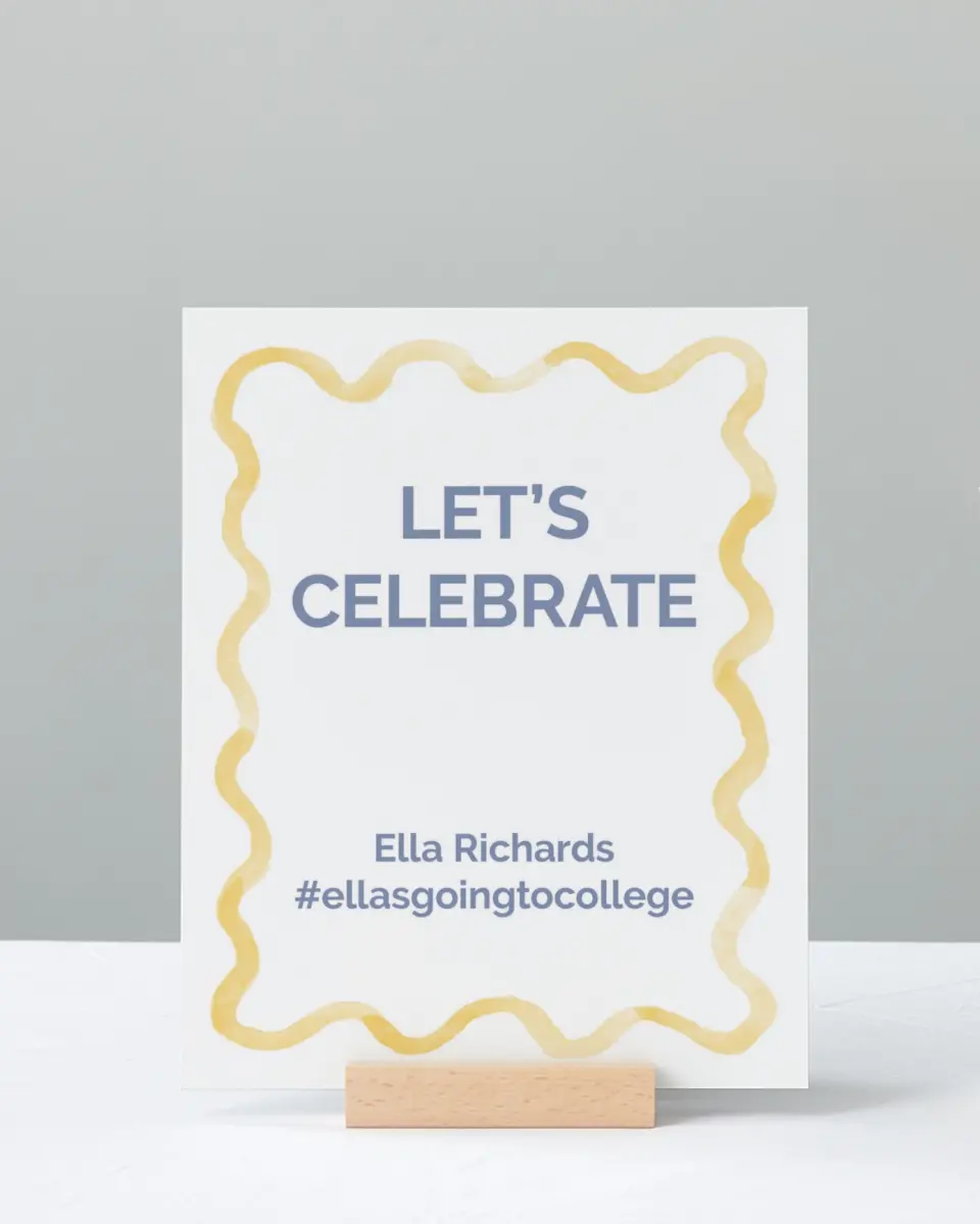 This is a 8" x 10" Let's Celebrate & Snap a Photo Grad Sign called Future is Bright printed in full color