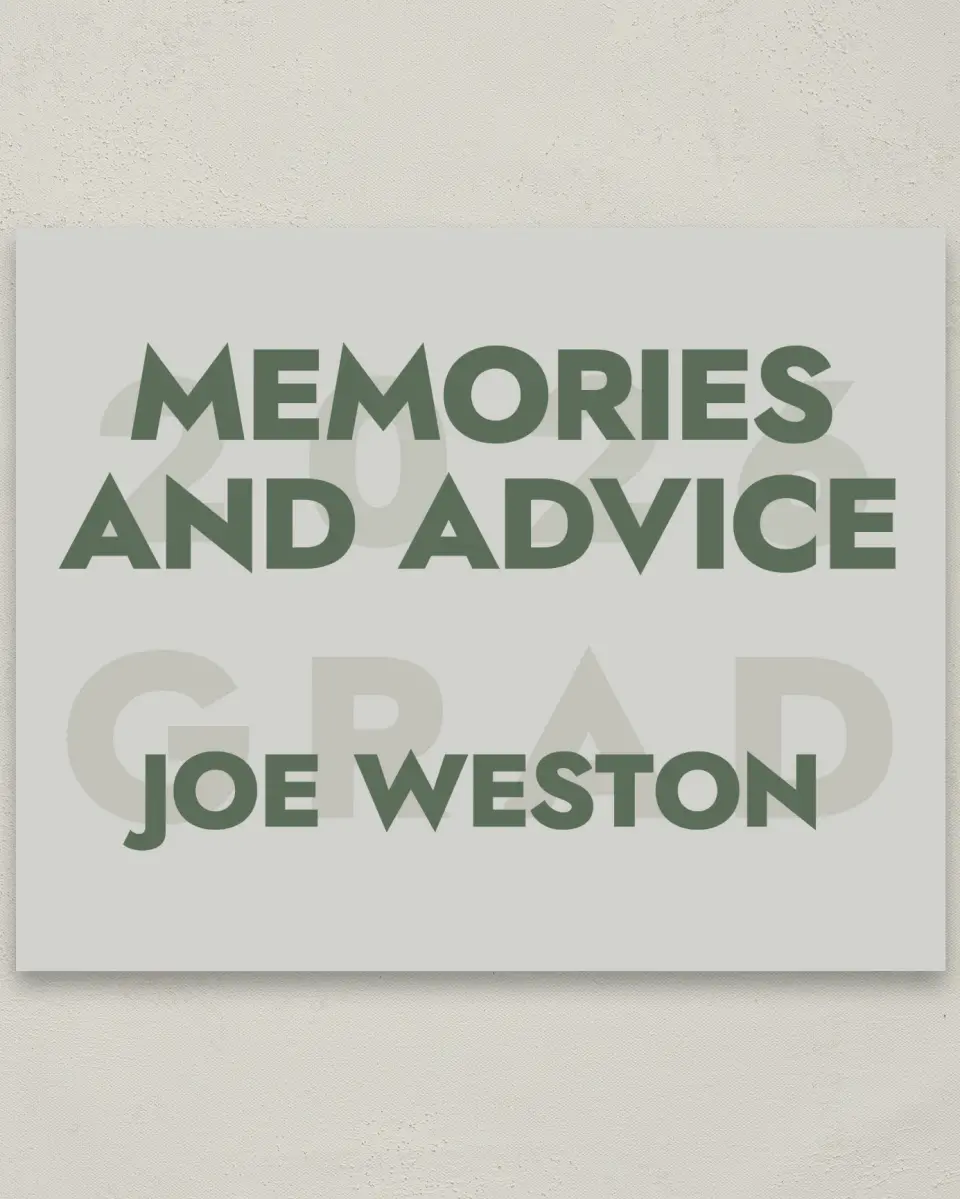 This is a 8" x 10" Memory & Advice Grad Sign called Celebrating the Grad printed in full color