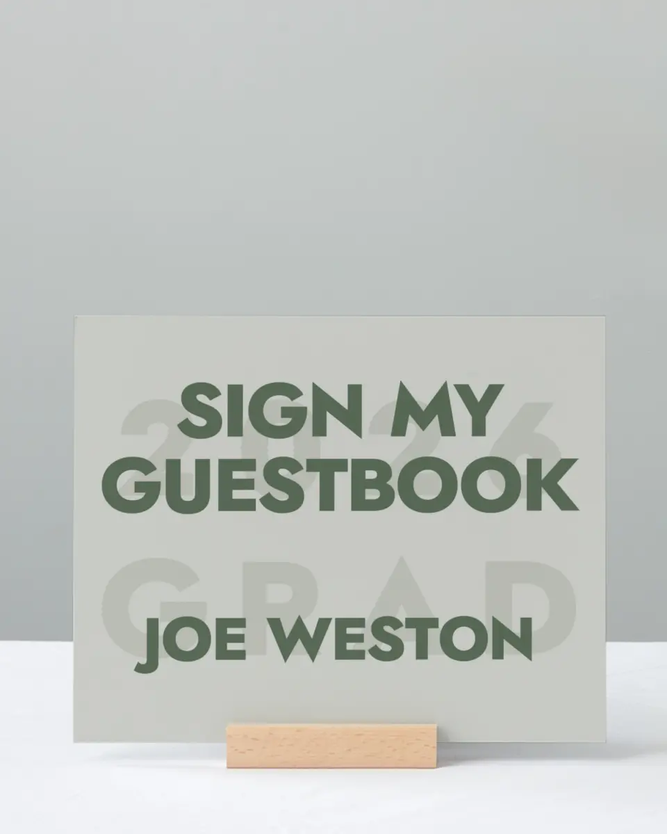 This is a 8" x 10" Guestbook Grad Sign called Celebrating the Grad printed in full color