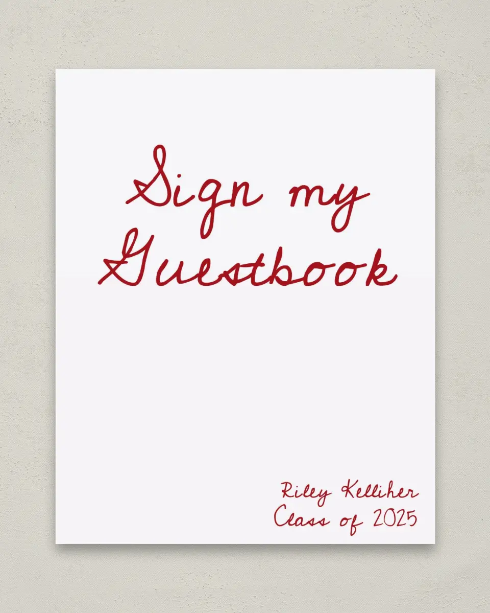 This is a 8" x 10" Guestbook Grad Sign called Stunning Celebration printed in full color