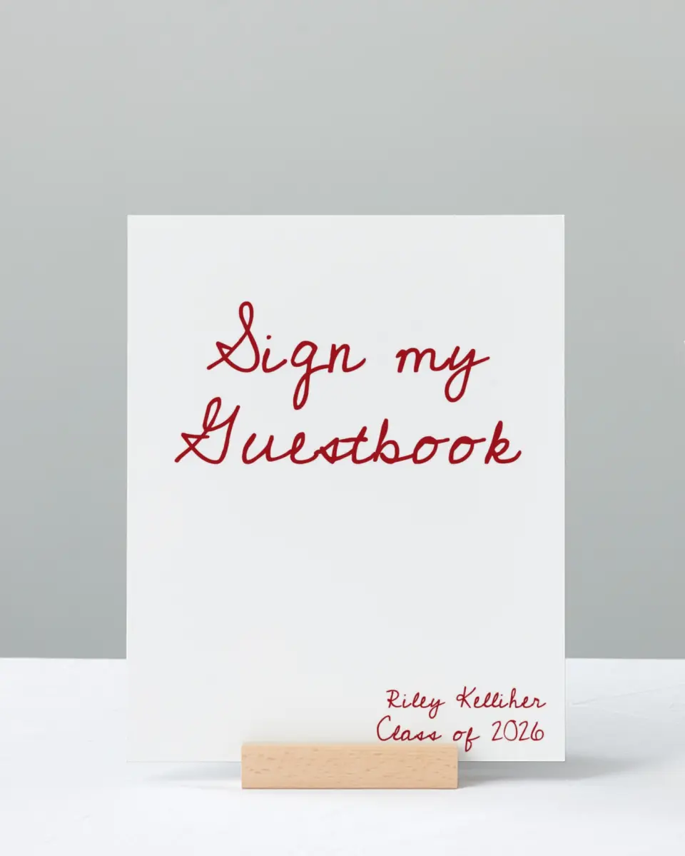 This is a 8" x 10" Guestbook Grad Sign called Stunning Celebration printed in full color