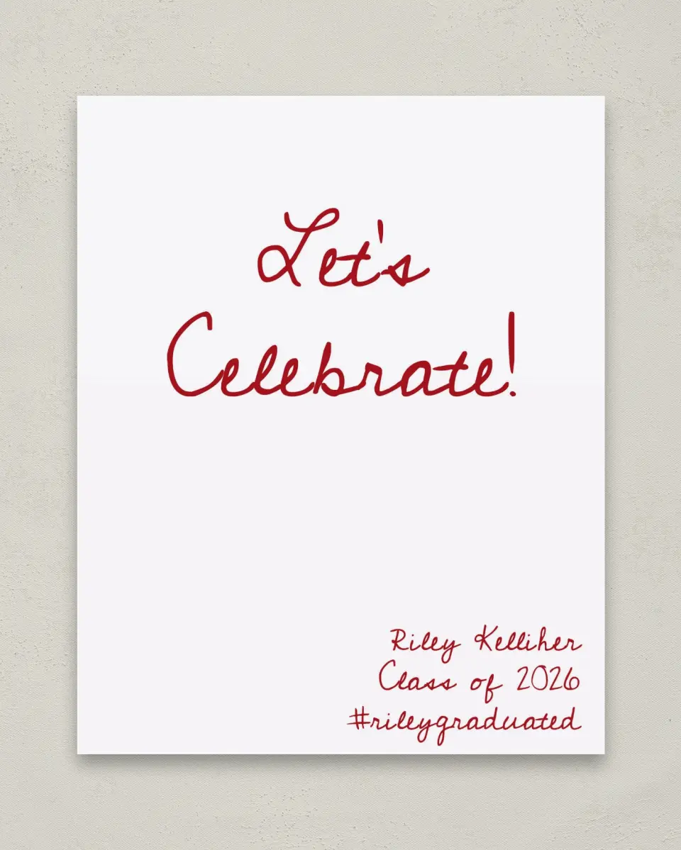 This is a 8" x 10" Let's Celebrate & Snap a Photo Grad Sign called Stunning Celebration printed in full color