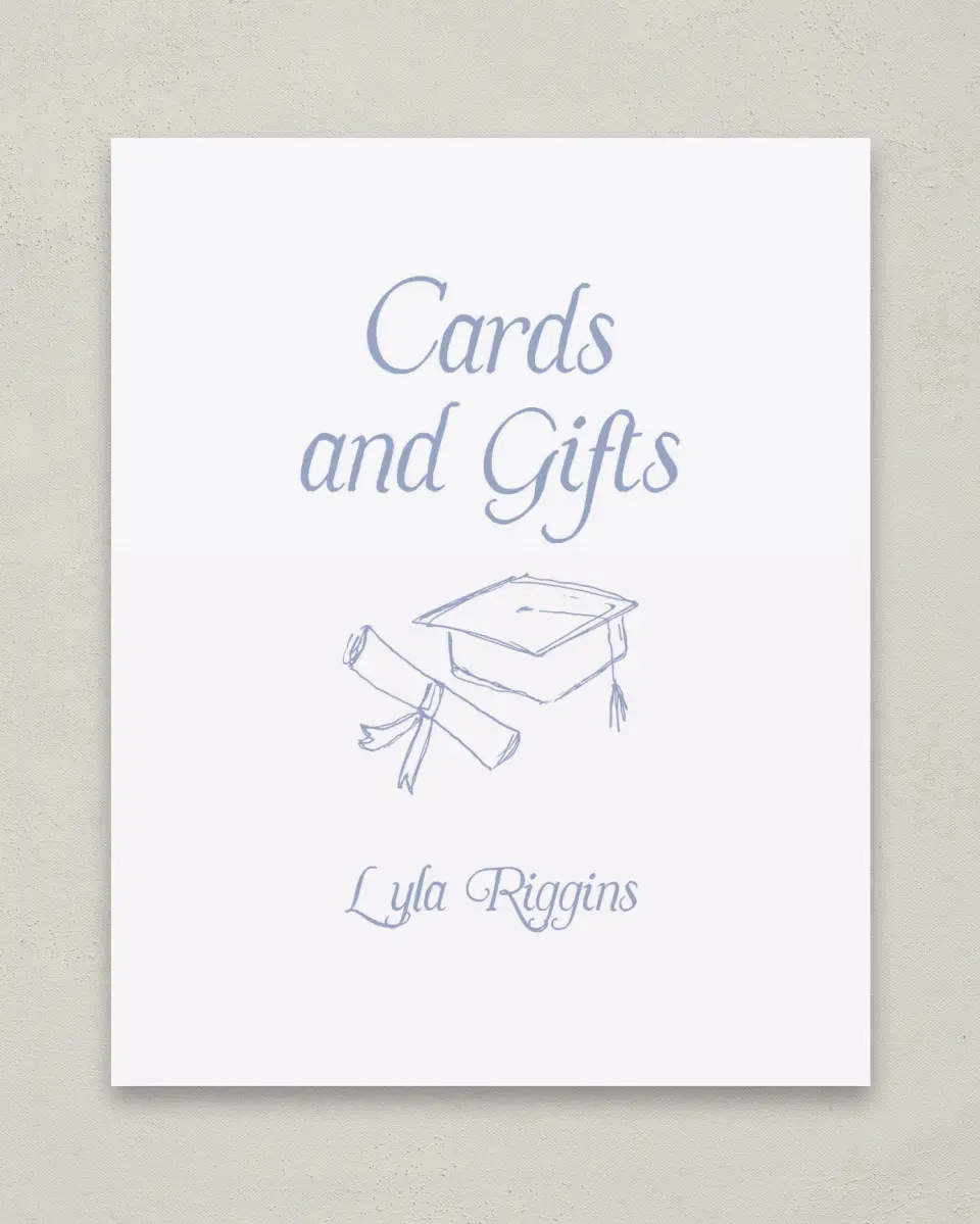 This is a 8" x 10" Cards & Gifts Grad Sign called Time to Party printed in full color