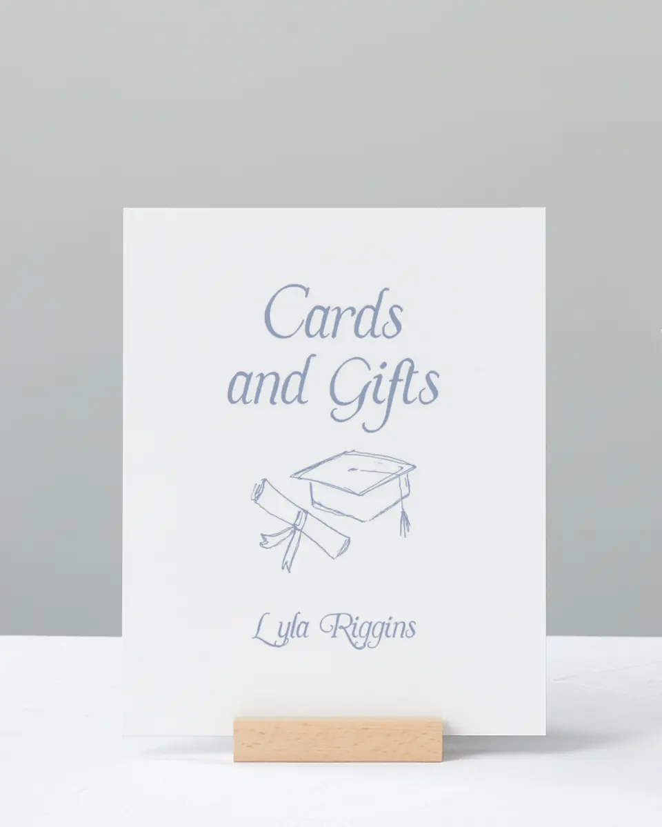 This is a 8" x 10" Cards & Gifts Grad Sign called Time to Party printed in full color