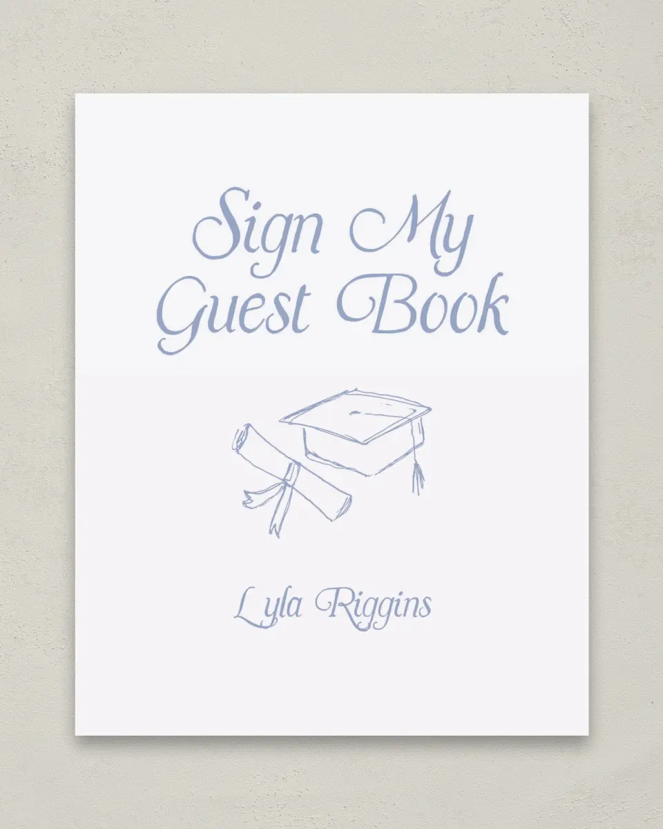 This is a 8" x 10" Guestbook Grad Sign called Time to Party printed in full color