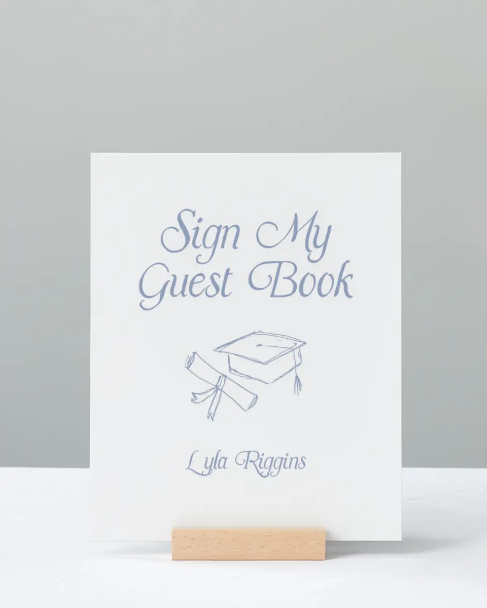 This is a 8" x 10" Guestbook Grad Sign called Time to Party printed in full color