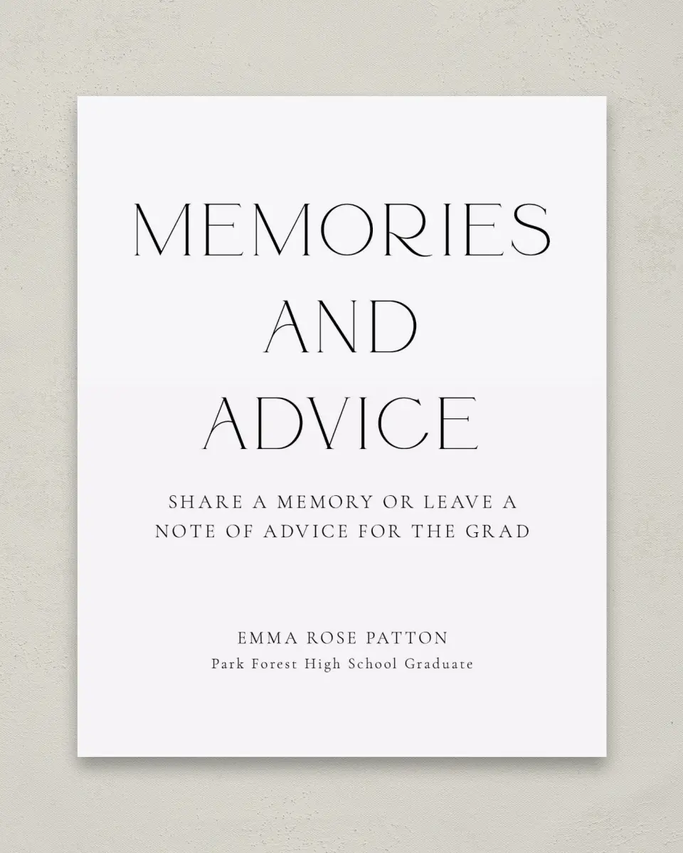 This is a 8" x 10" Memory & Advice Grad Sign called Brilliant Year printed in full color