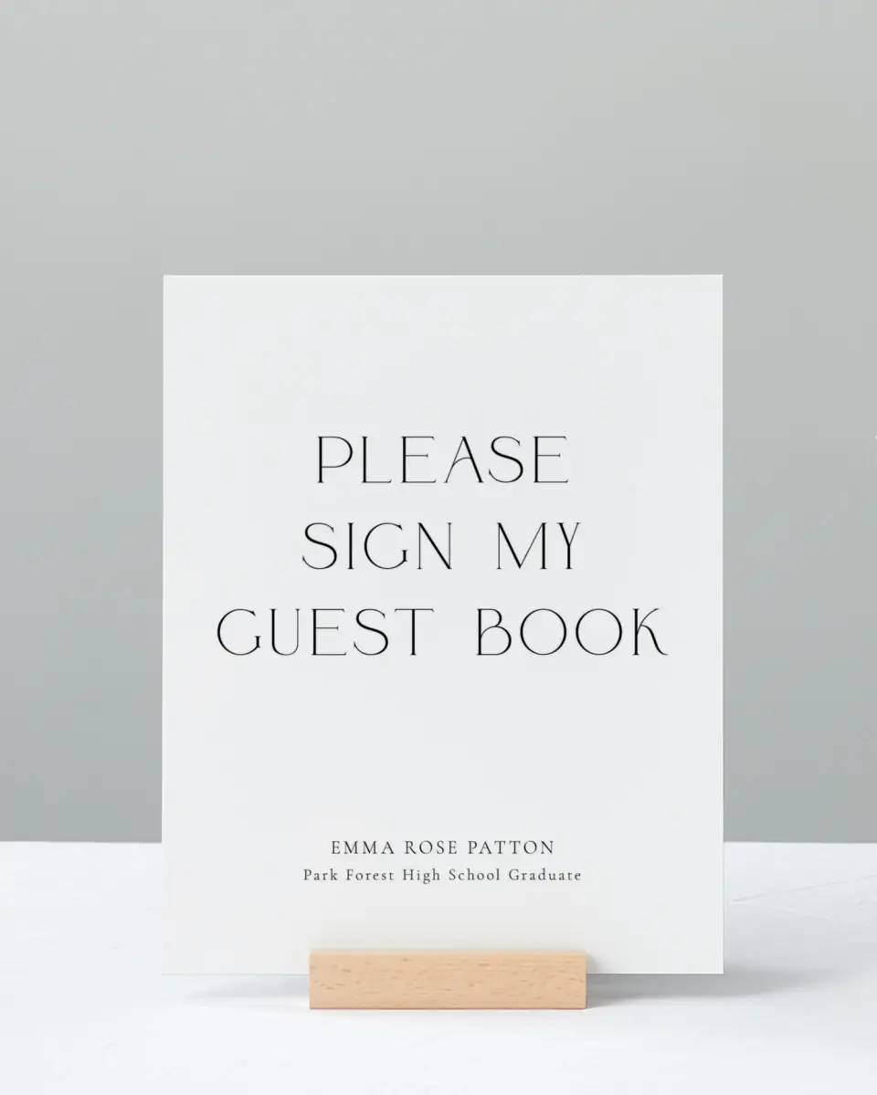 This is a 8" x 10" Guestbook Grad Sign called Brilliant Year printed in full color with Rose Gold foil