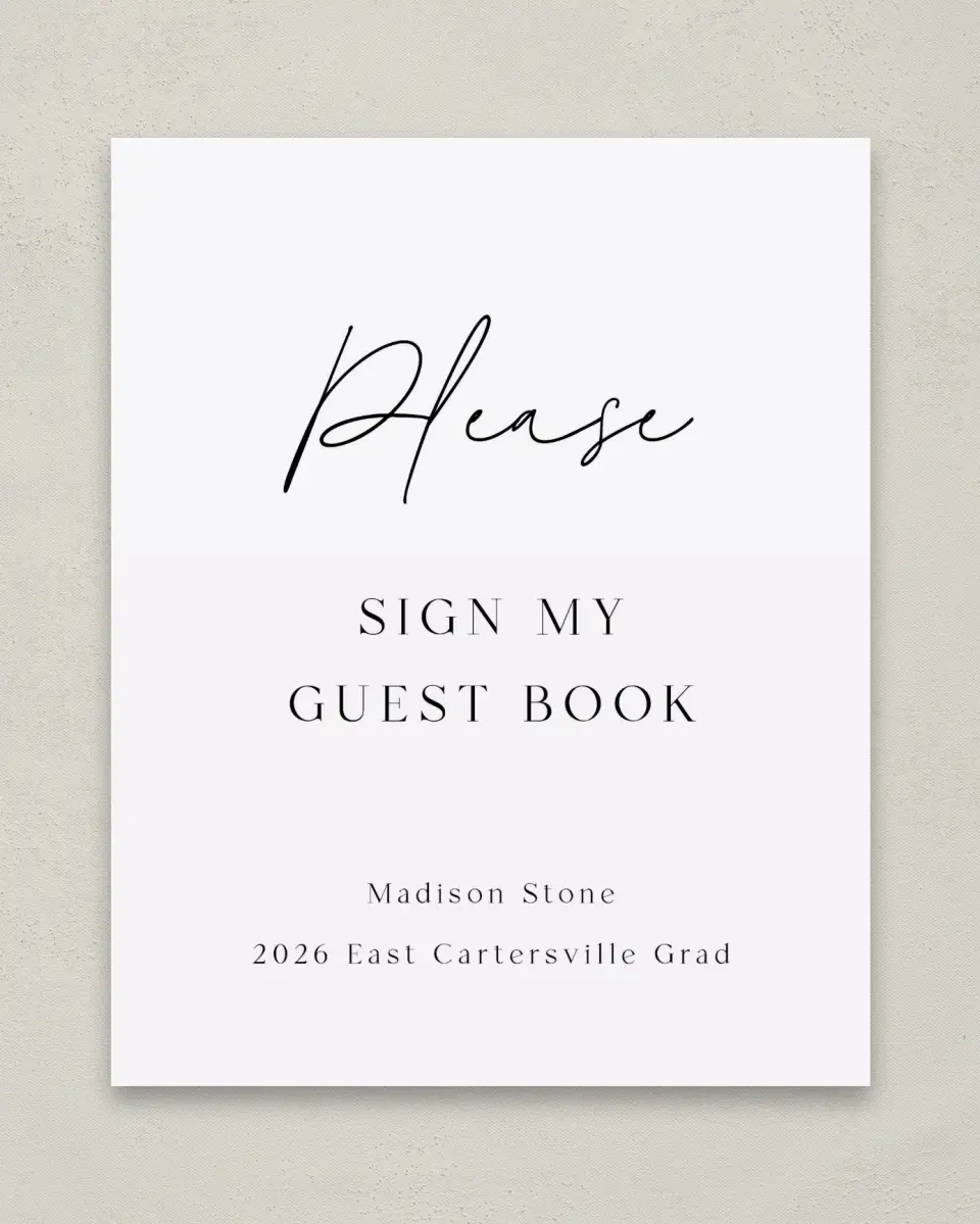 This is a 8" x 10" Guestbook Grad Sign called Top of Class printed in full color