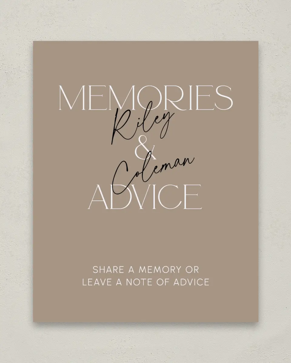 This is a 8" x 10" Memory & Advice Grad Sign called Layered Snapshots printed in full color
