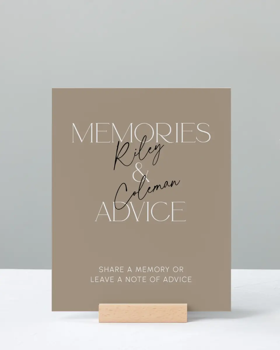 This is a 8" x 10" Memory & Advice Grad Sign called Layered Snapshots printed in full color