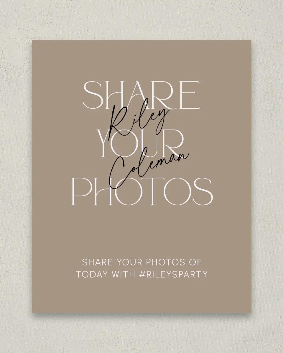 This is a 8" x 10" Let's Celebrate & Snap a Photo Grad Sign called Layered Snapshots printed in full color