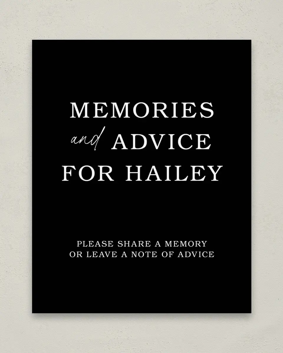 This is a 8" x 10" Memory & Advice Grad Sign called Proud Moments printed in full color