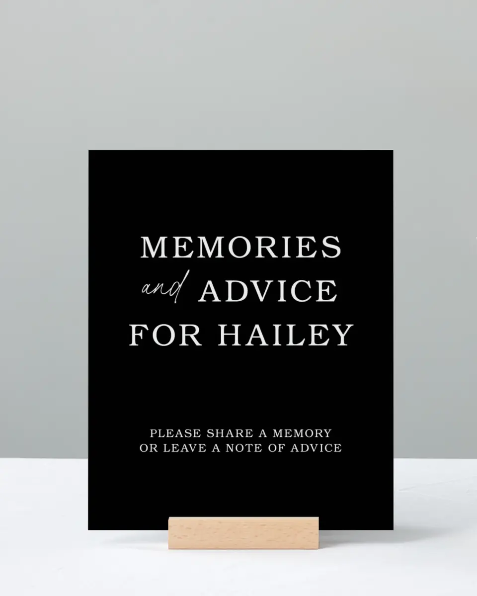 This is a 8" x 10" Memory & Advice Grad Sign called Proud Moments printed in full color with Rose Gold foil