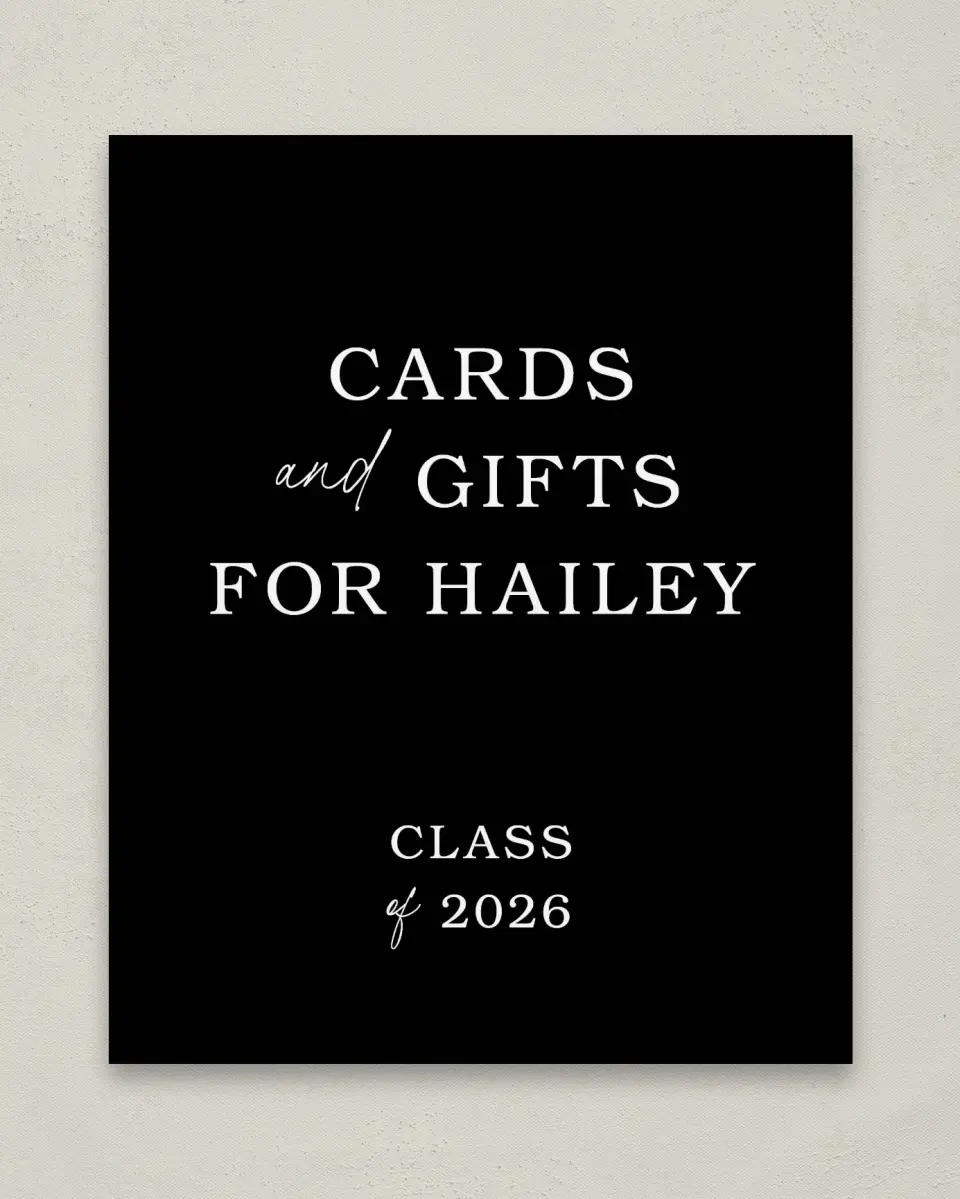 This is a 8" x 10" Cards & Gifts Grad Sign called Proud Moments printed in full color