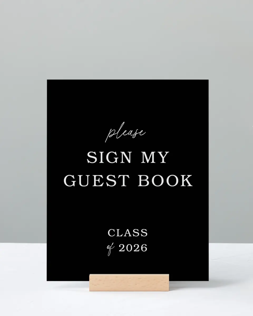 This is a 8" x 10" Guestbook Grad Sign called Proud Moments printed in full color