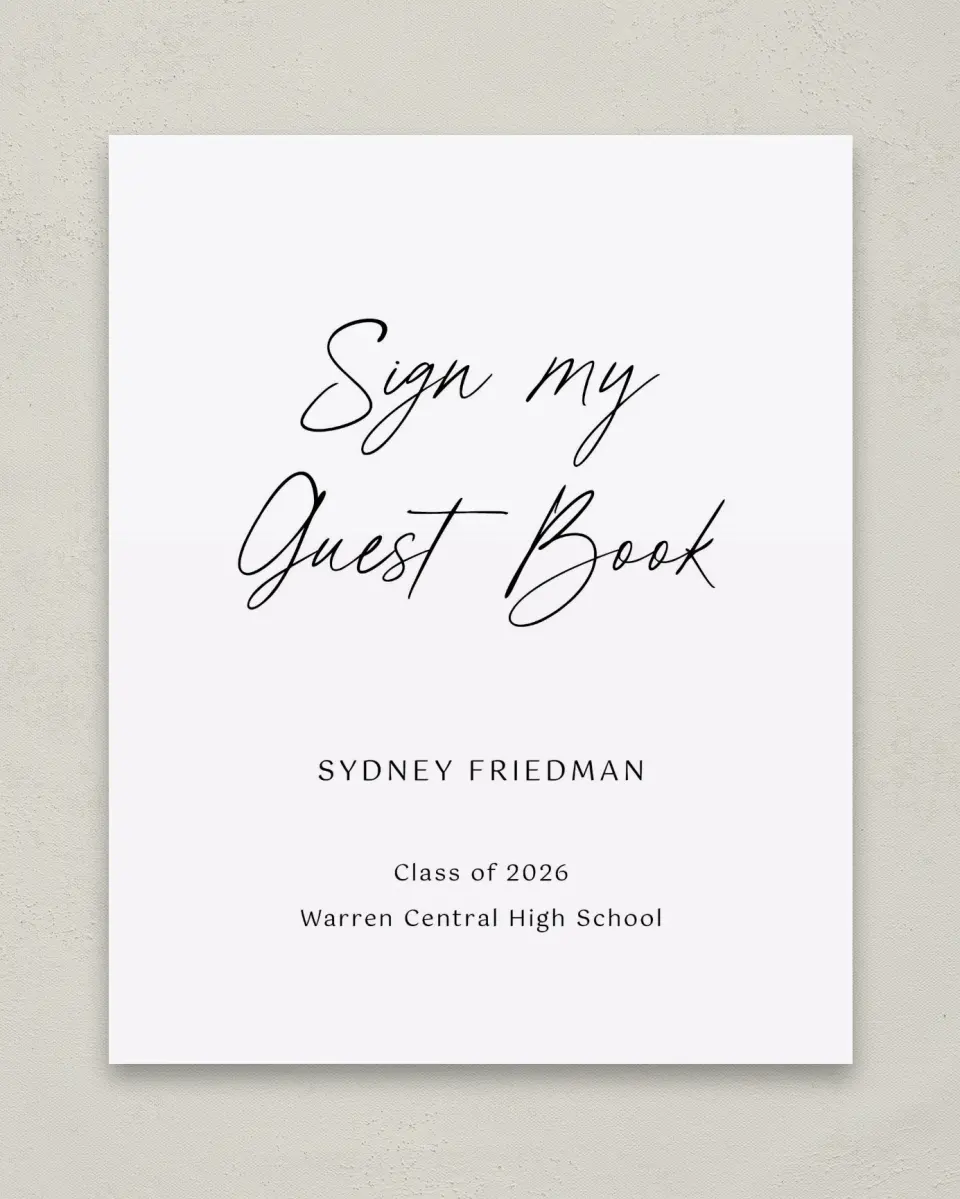 This is a 8" x 10" Guestbook Grad Sign called Timeless Graduate printed in full color