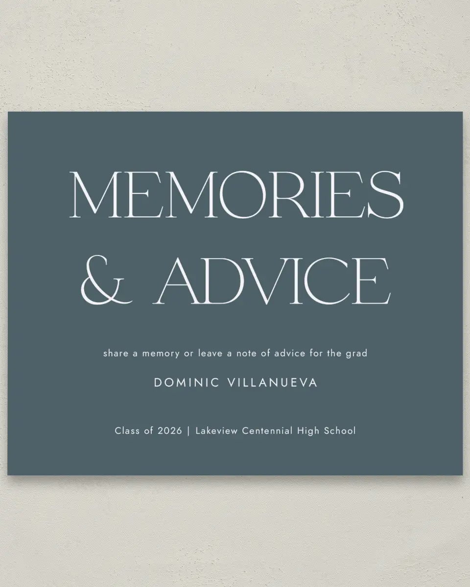 This is a 8" x 10" Memory & Advice Grad Sign called Future Bound printed in full color