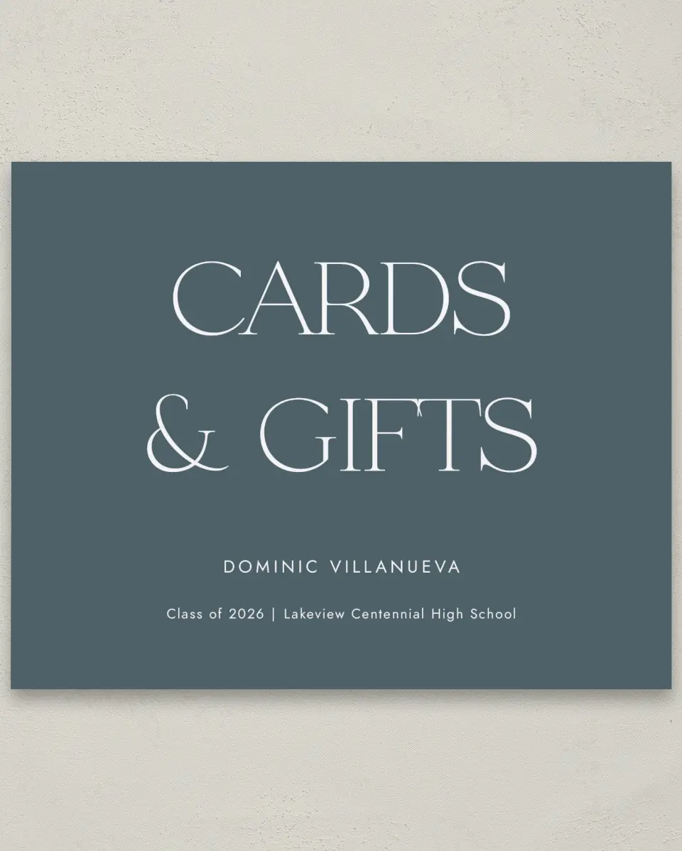 This is a 8" x 10" Cards & Gifts Grad Sign called Future Bound printed in full color