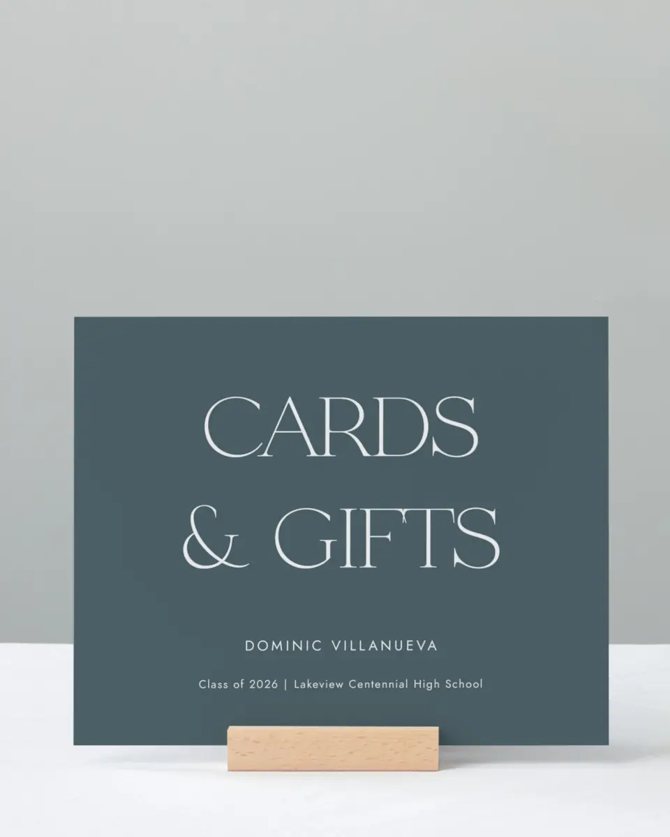 This is a 8" x 10" Cards & Gifts Grad Sign called Future Bound printed in full color with Silver foil