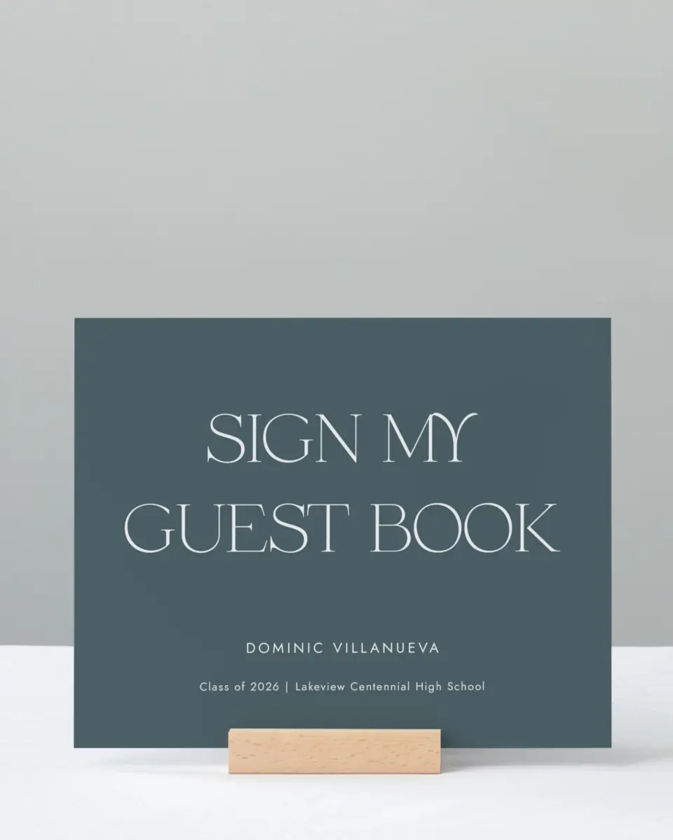 This is a 8" x 10" Guestbook Grad Sign called Future Bound printed in full color with Gold foil