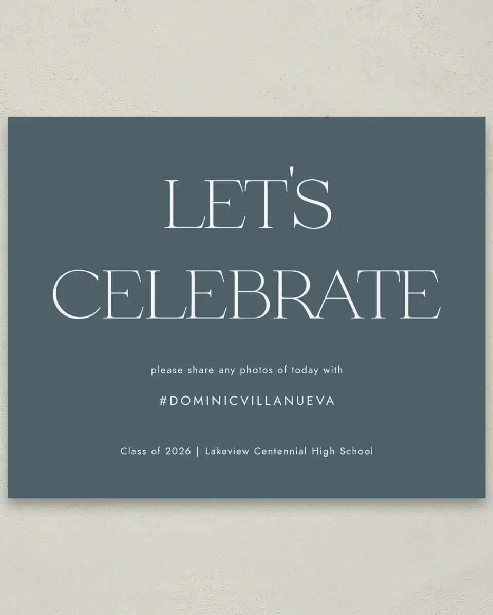 This is a 8" x 10" Let's Celebrate & Snap a Photo Grad Sign called Future Bound printed in full color