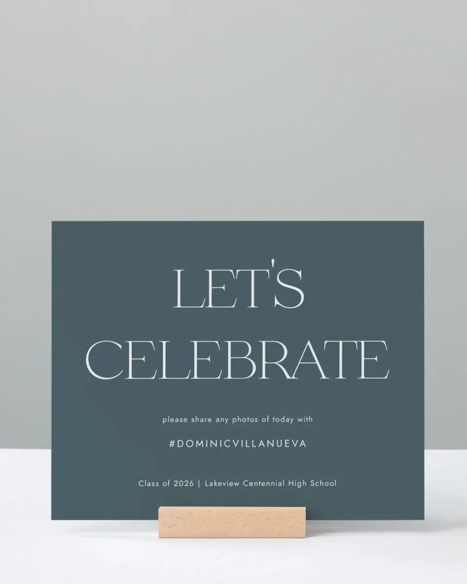 This is a 8" x 10" Let's Celebrate & Snap a Photo Grad Sign called Future Bound printed in full color with Silver foil