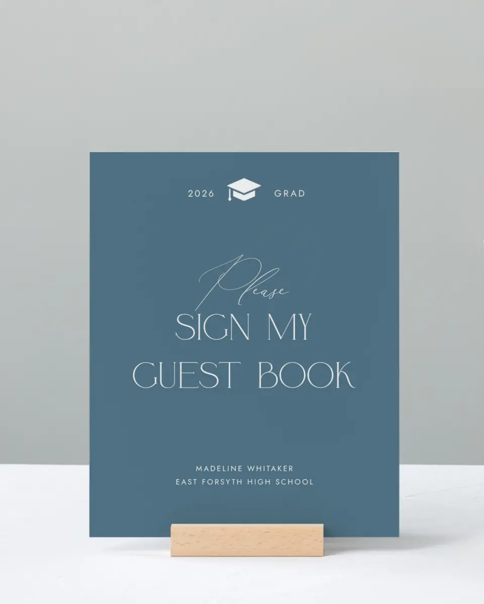 This is a 8" x 10" Guestbook Grad Sign called Crowning Moment printed in full color