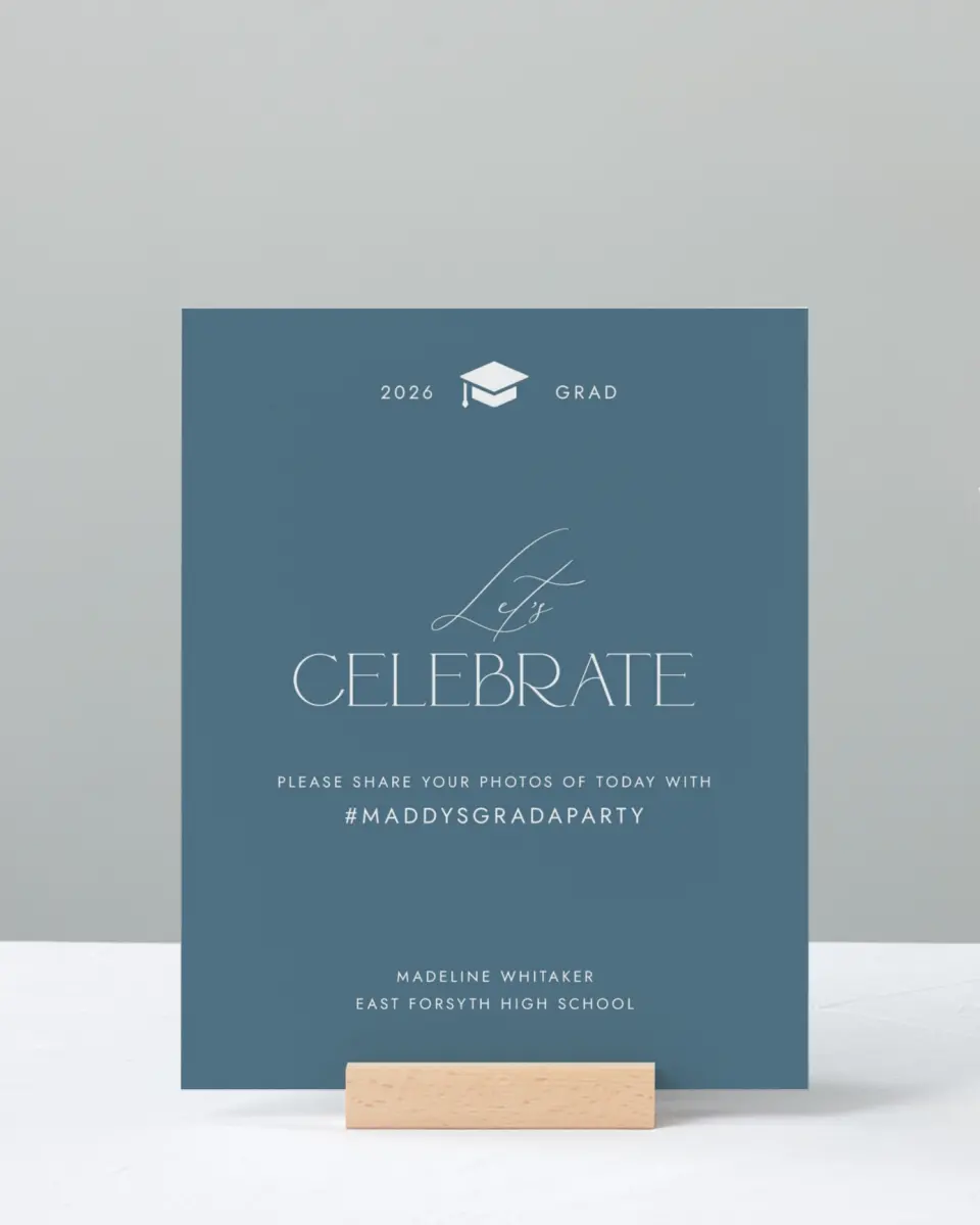 This is a 8" x 10" Let's Celebrate & Snap a Photo Grad Sign called Crowning Moment printed in full color