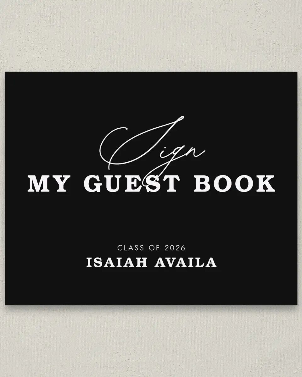 This is a 8" x 10" Guestbook Grad Sign called Let's Celebrate printed in full color