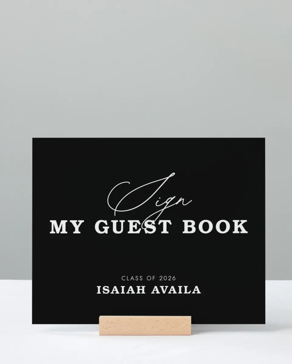 This is a 8" x 10" Guestbook Grad Sign called Let's Celebrate printed in full color