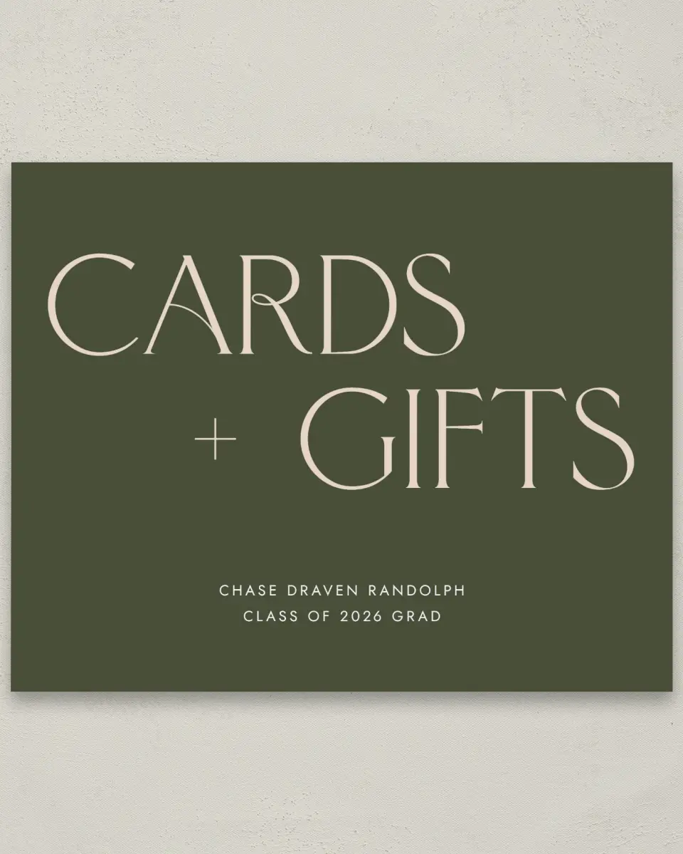 This is a 8" x 10" Cards & Gifts Grad Sign called Grand Year printed in full color