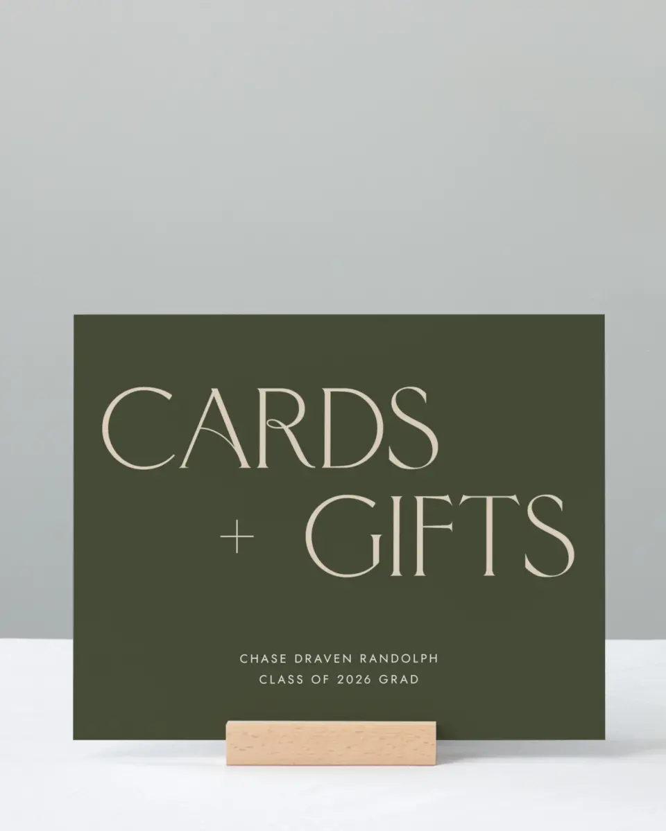 This is a 8" x 10" Cards & Gifts Grad Sign called Grand Year printed in full color