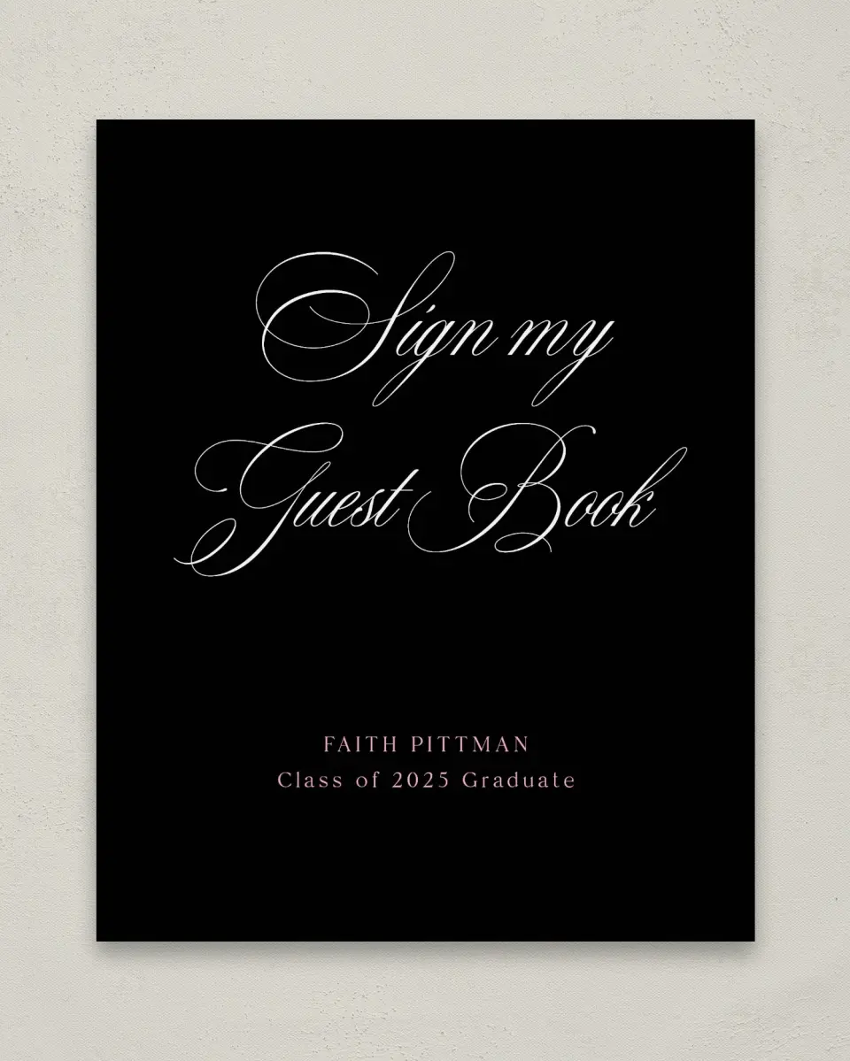 This is a 8" x 10" Guestbook Grad Sign called Class Elegance printed in full color