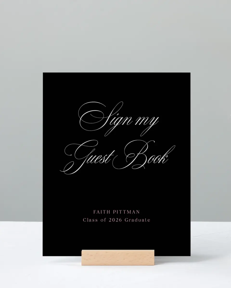 This is a 8" x 10" Guestbook Grad Sign called Class Elegance printed in full color