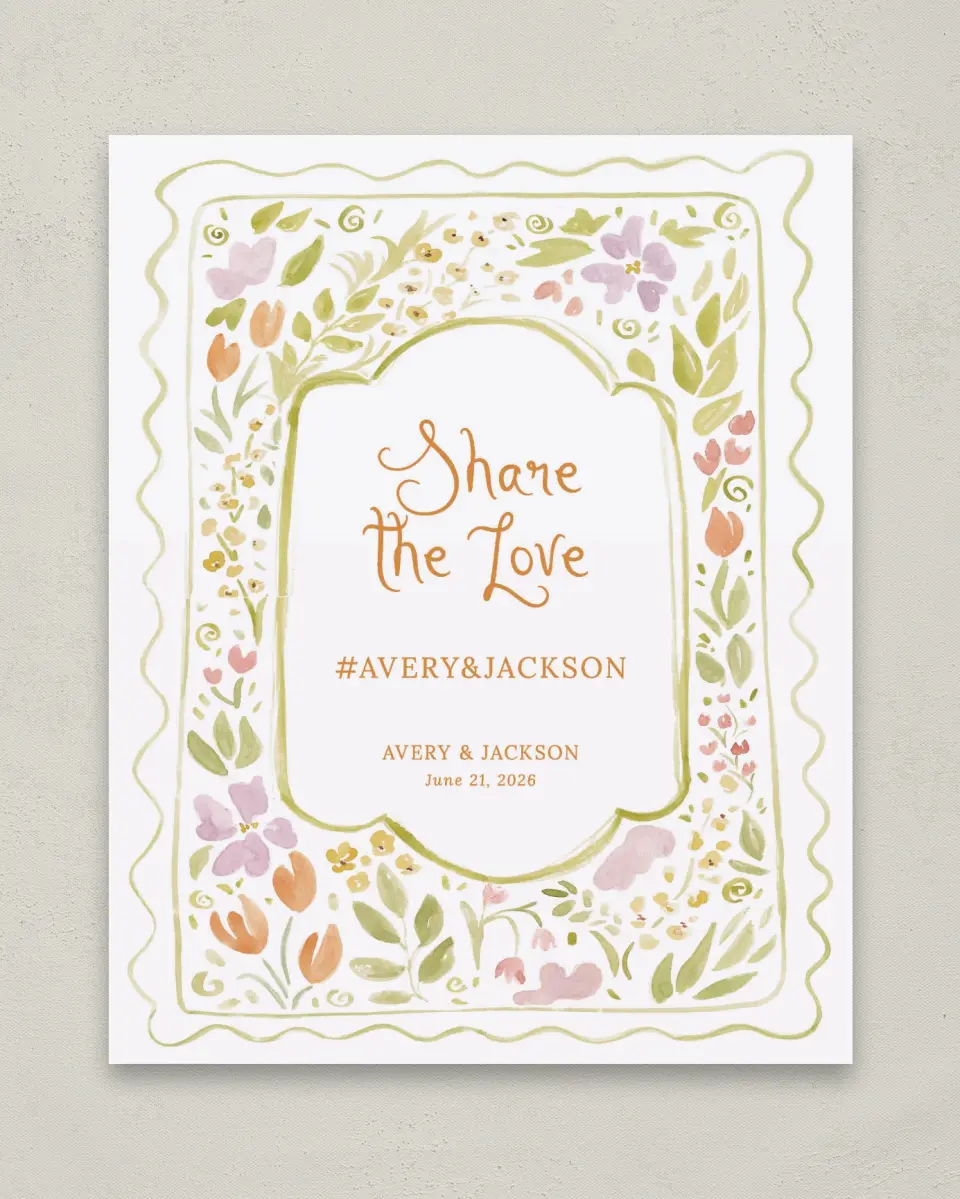 This is a 8" x 10" Share the Love Sign called Floral Whimsy printed in full color