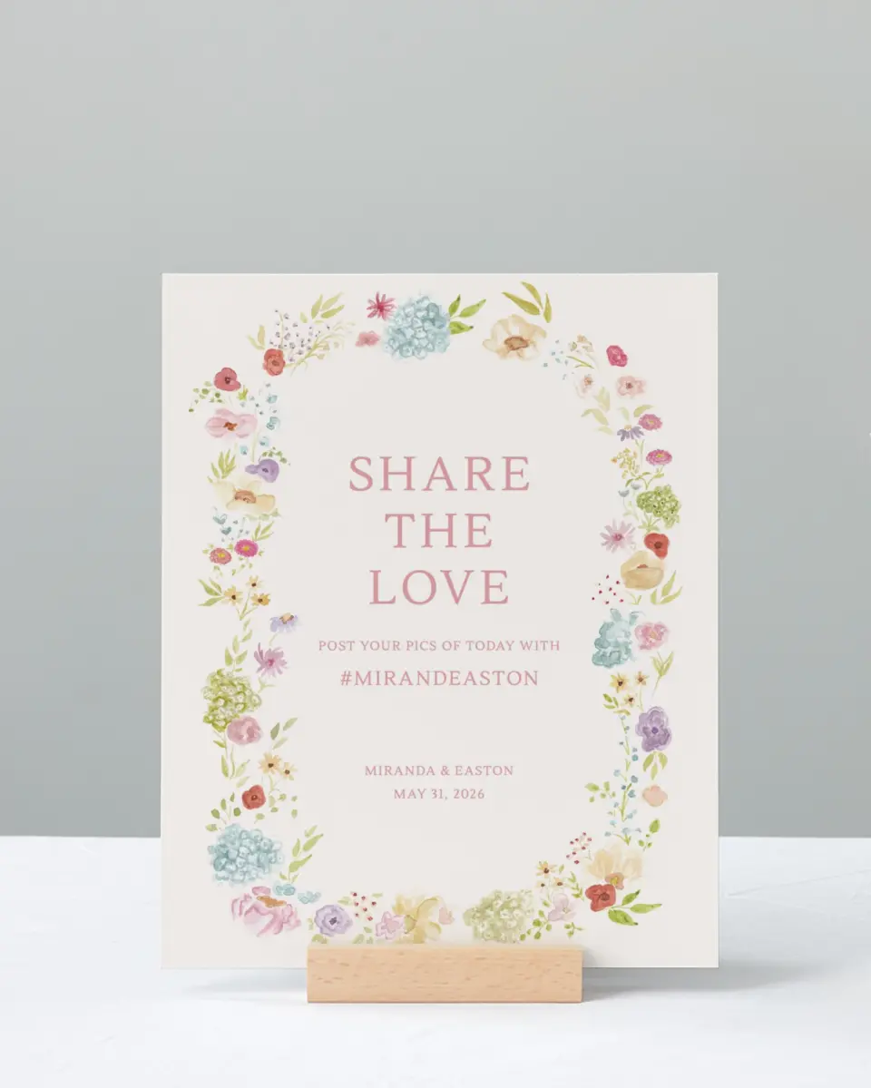 This is a 8" x 10" Share the Love Sign called Dainty Garden printed in full color
