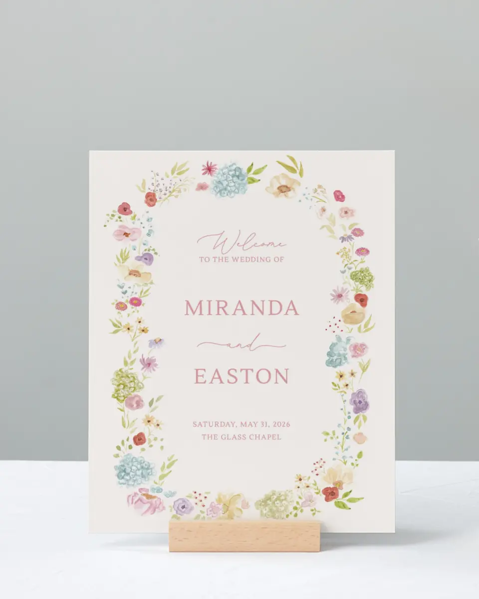This is a 8" x 10" Welcome Sign called Dainty Garden printed in full color