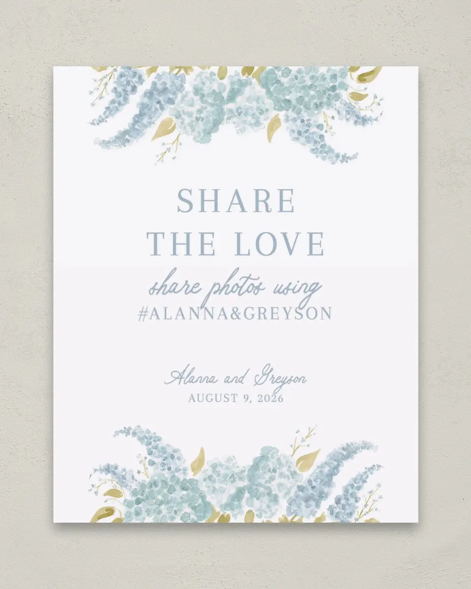 This is a 8" x 10" Share the Love Sign called Dashing Delphinium printed in full color