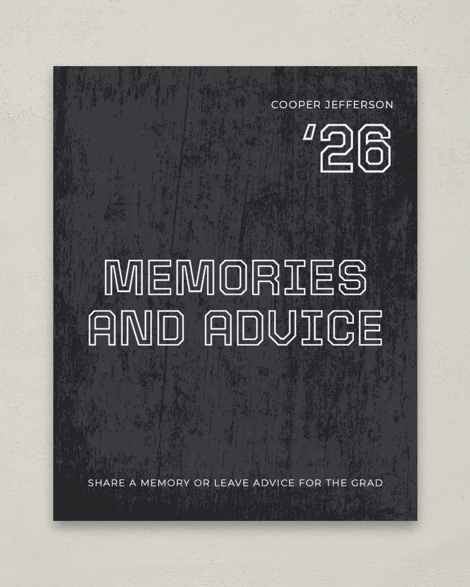 This is a 8" x 10" Memory & Advice Grad Sign called Future Forward printed in full color