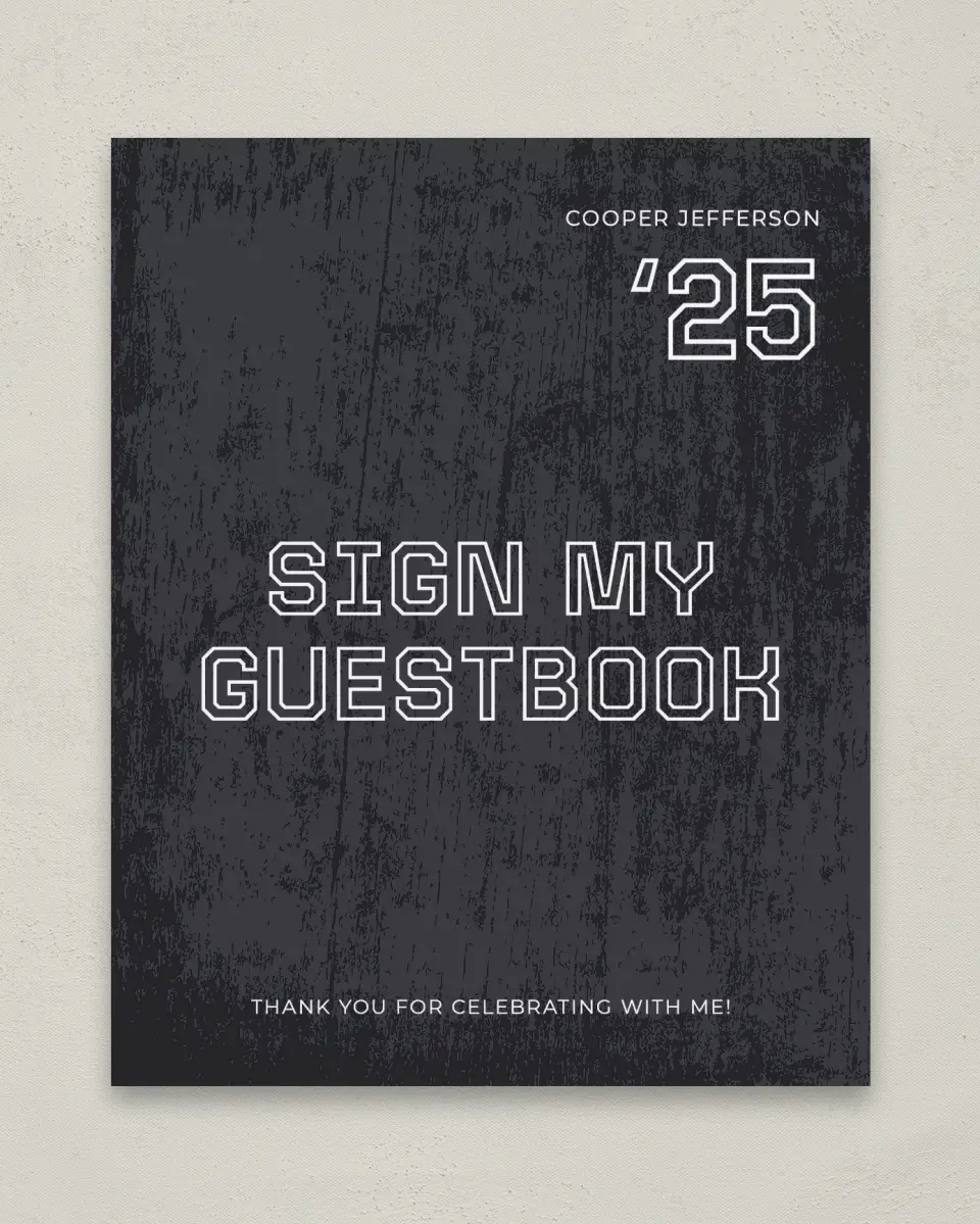 This is a 8" x 10" Guestbook Grad Sign called Future Forward printed in full color with Gold foil