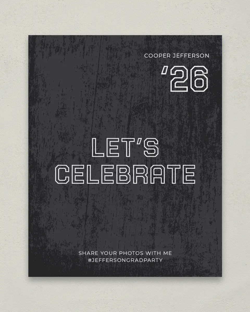 This is a 8" x 10" Let's Celebrate & Snap a Photo Grad Sign called Future Forward printed in full color