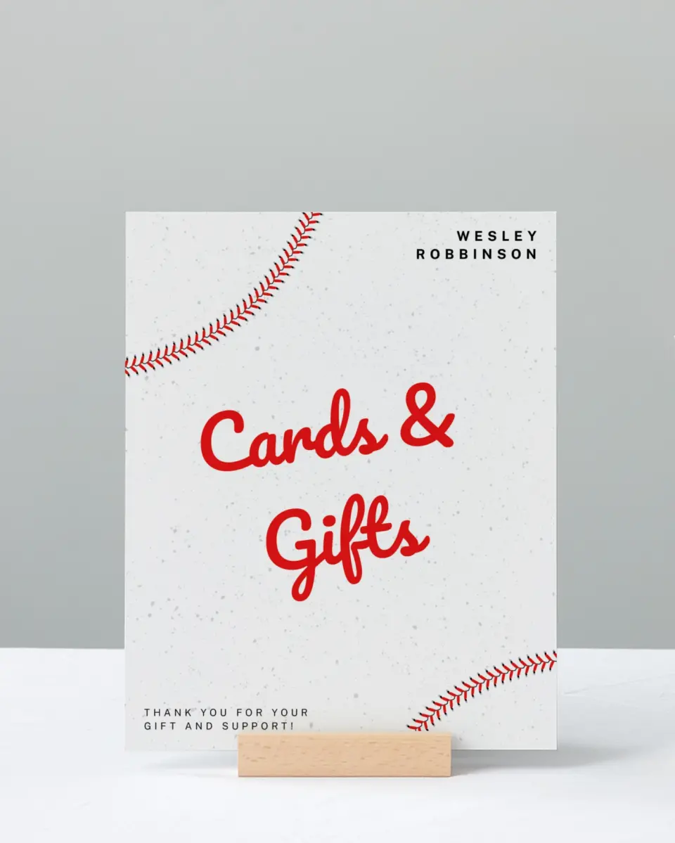 This is a 8" x 10" Cards & Gifts Grad Sign called Homerun Hero printed in full color