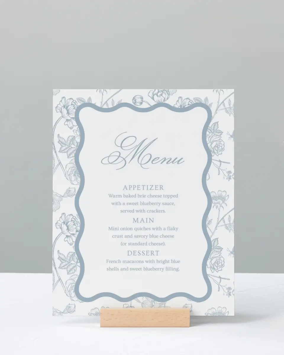 This is a 8" x 10" Bachelorette Party Thank You Card called Something Blue printed in full color