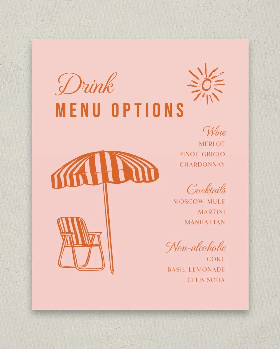This is a 8" x 10" Bachelorette Party Thank You Card called Bach Beach Club printed in full color